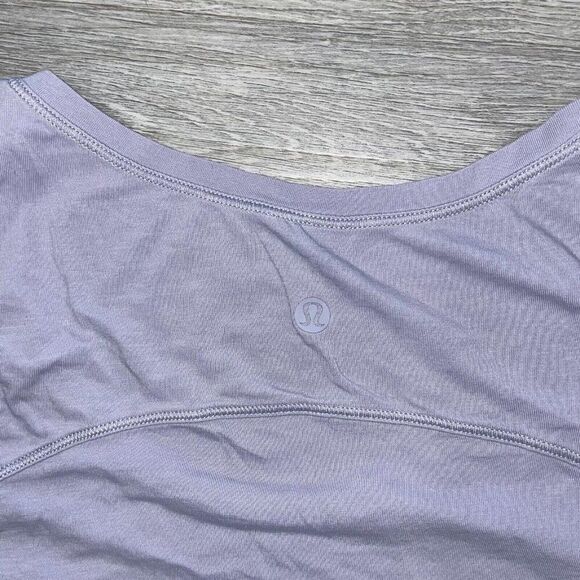 LULULEMON Muscle Tank Women’s 12 ? Asymmetrical Hem Side Tie Top Purple Workout - Picture 6 of 6